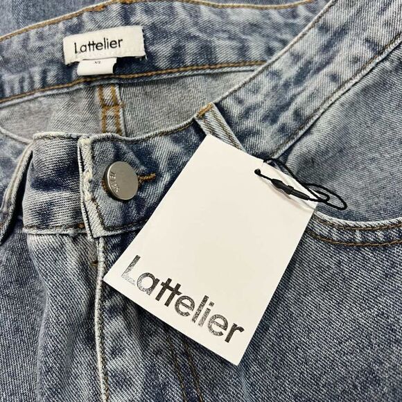 Lattelier Retro Mom Ankle Zipper Acid Wash High Rise Jeans - Picture 3 of 9